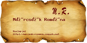 Márcsák Romána névjegykártya